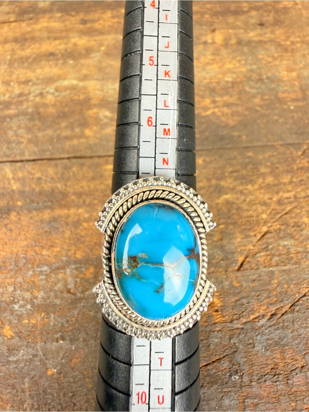 925 Sterling Silver Ring with Naturesl Blue Turquoise Oval Stone